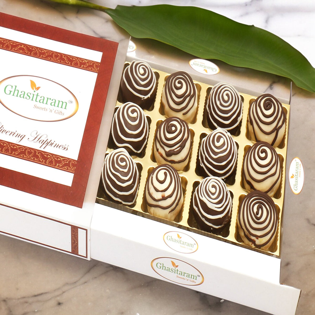 Corporate Gifts-Chocolate Galaxy Cashew Laddoos in White box