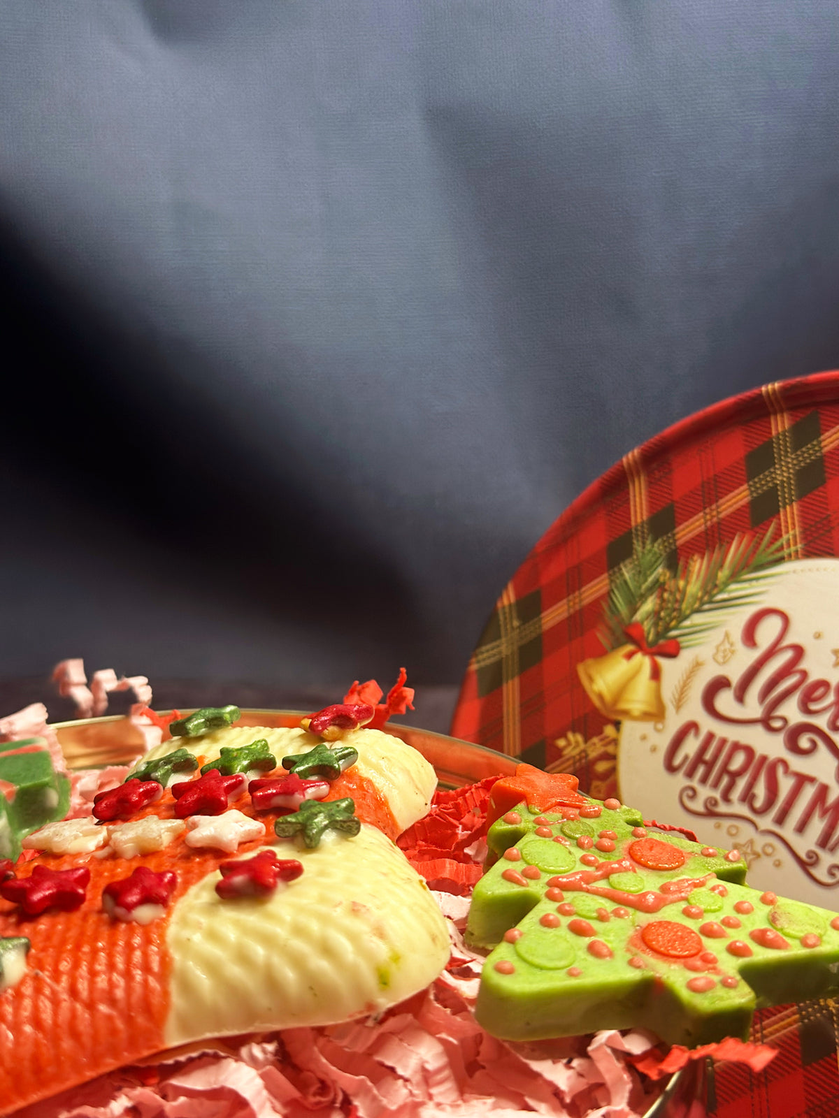 Merry Christmas Tin Box with Chocolates