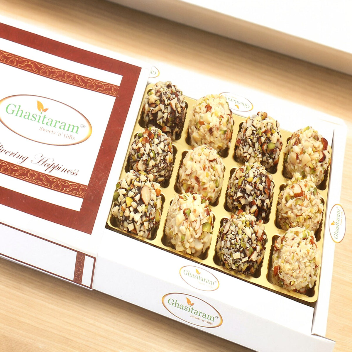 Best indian sweets for diwali-Diwali Gifts-Chocolate Dryfruit Laddoos in White Box