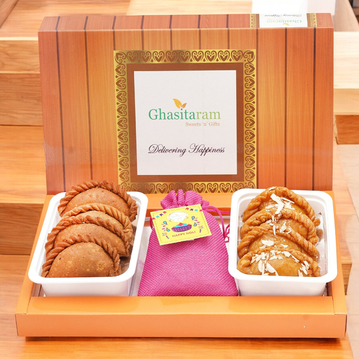 Assorted Box of Gujiyas, Dry Sweet Gujiyas and Thandai