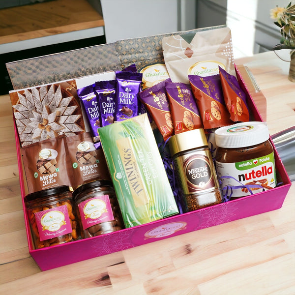 Ghasitaram Big Hamper Basket of 21 Goodies with Kaju Katlis