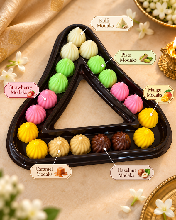 Modak shape box of Assorted Flavoured Chocolate modaks
