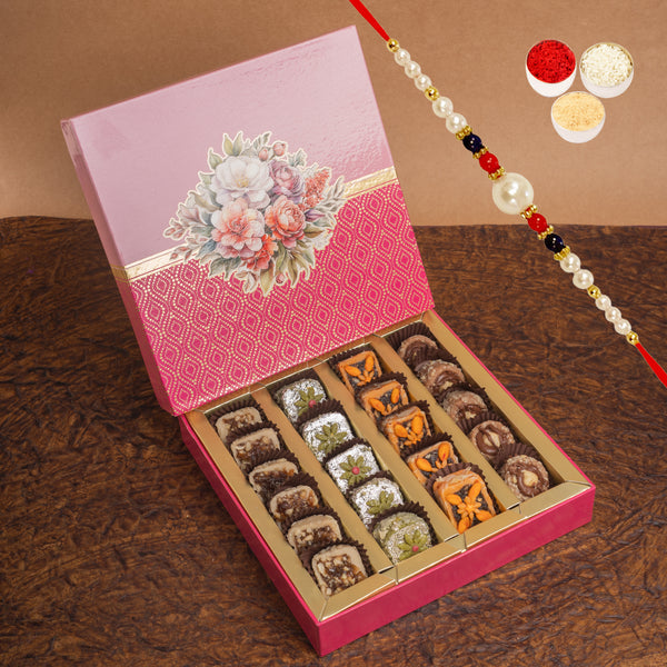 Gift Box of Assorted Dryfruit Sweets with Rakhi
