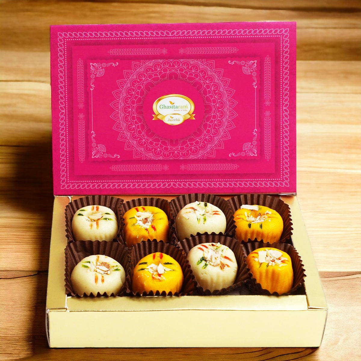 Bhaidhooj Gifts-Ghasitarams Mawa Peda Box