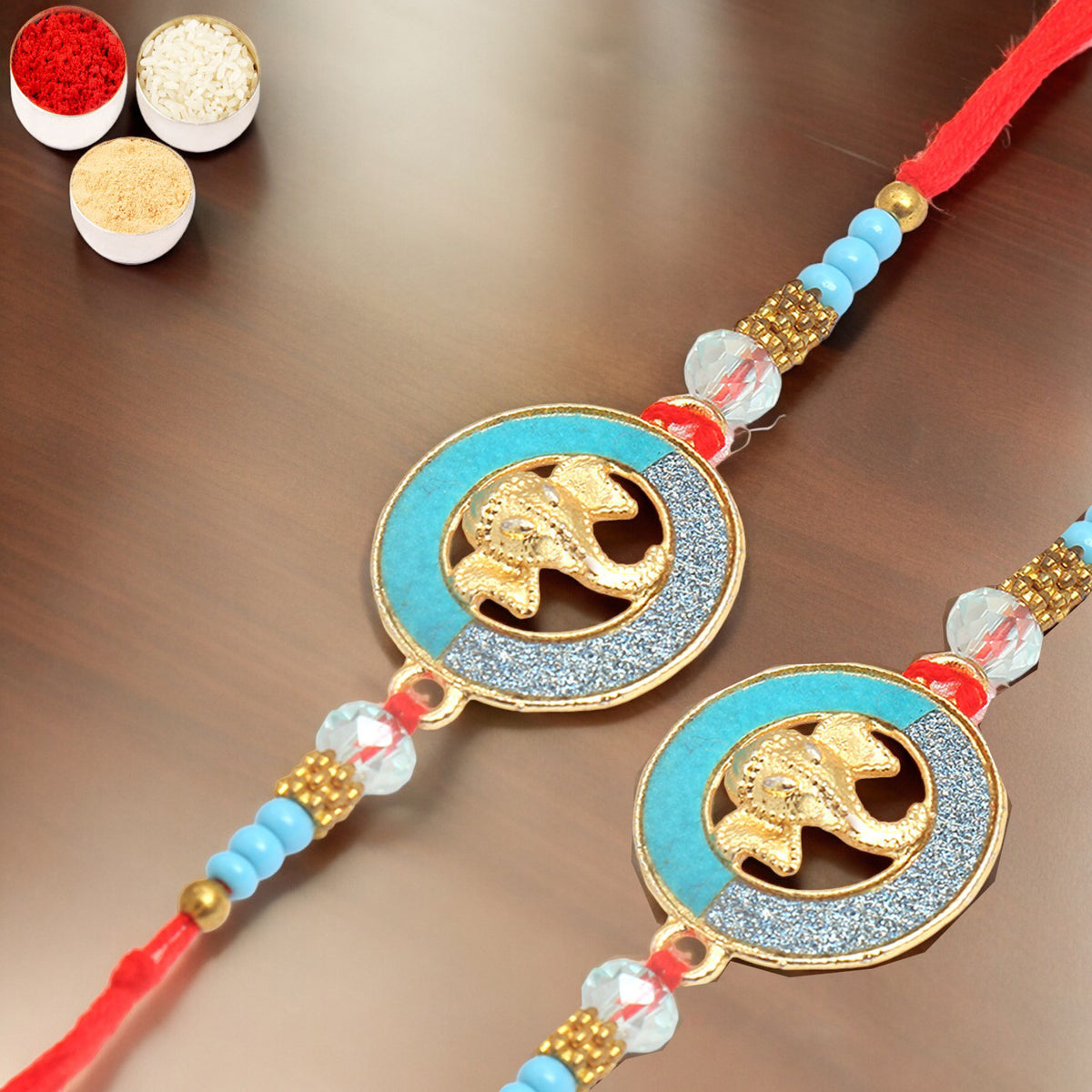 Set of 2 The Riddhi Siddhi Ganpati Blessings for my Brother Rakhi