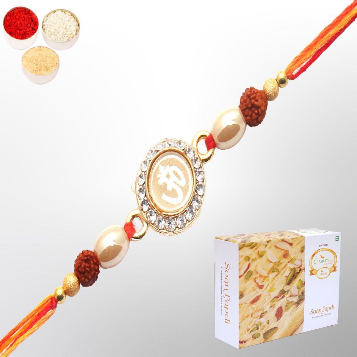Om The Mystique of Truth Rakhi with 400 gms of Soan Papdi
