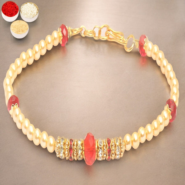 Red Pearl bracelet Rakhi