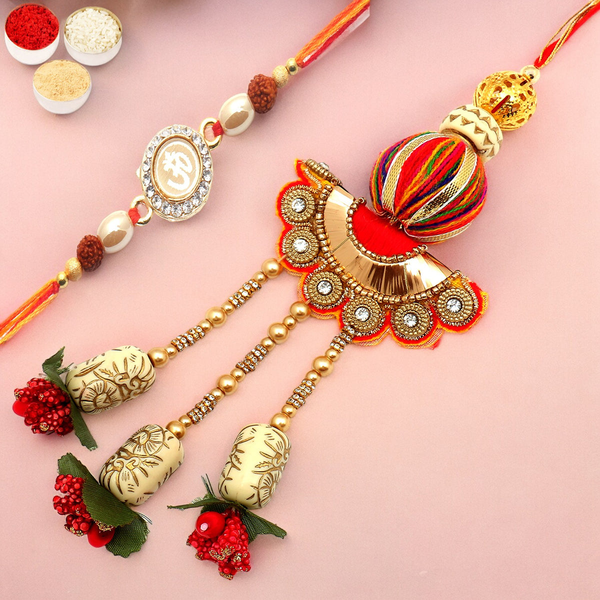 Rakhis Online- We are one rm088 Bhaiya Bhabhi Rakhi with 100 gms of Dryfruits Mix Can 200 gms of Kaju katli