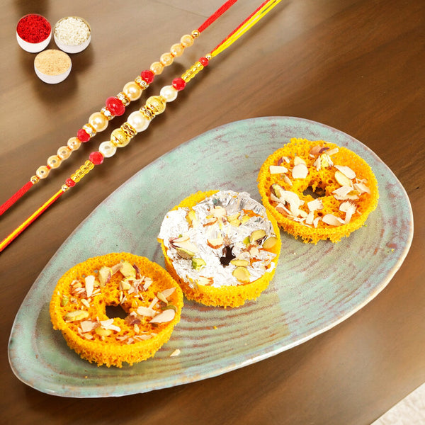 Mini Ghevar for India with rakhis | Rakhi Sweets for Brother | Rakhi Gifts