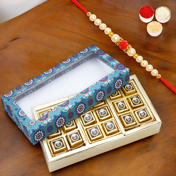 Printed Box of Bites and Exotic Sweets with Rakhi