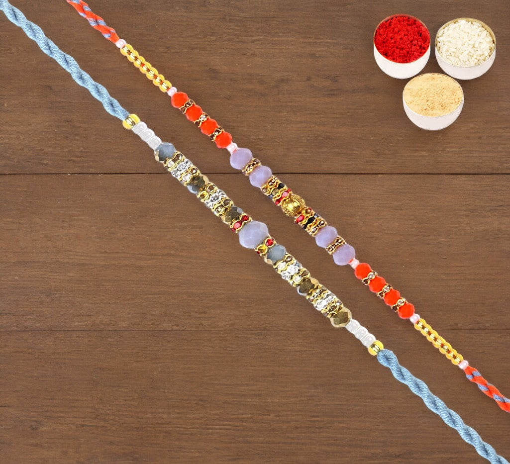 Rakhis Online USA-Set of 2-6373, 6497 Fancy Thread Rakhi