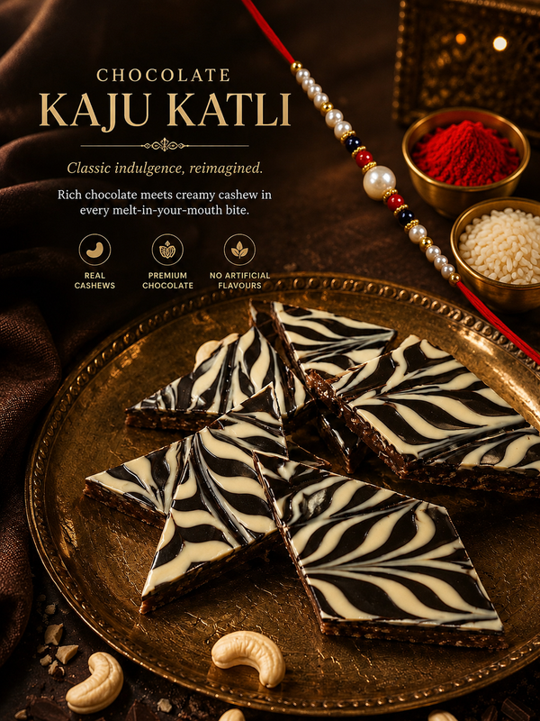 Chocolate Kaju Katli 400 gms with Rakhi