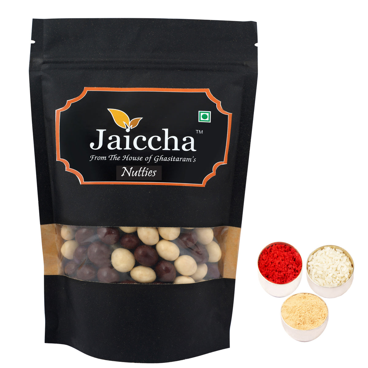 Bhaidhooj Gifts- Nutties 200 gms in Black Paper Pouch