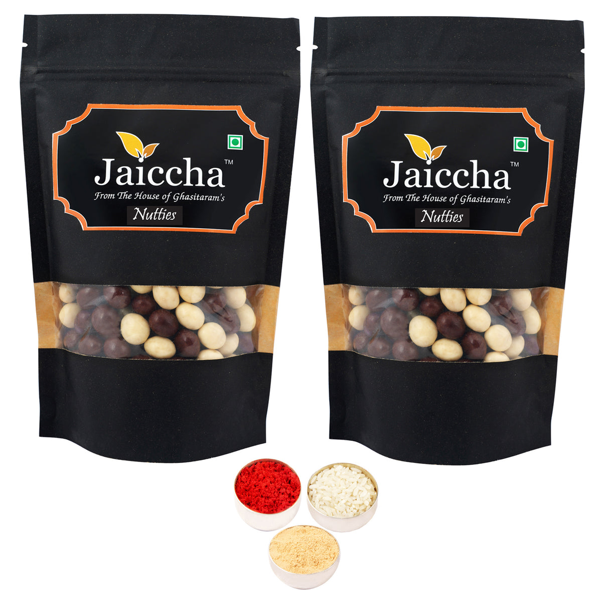 Bhaidhooj Gifts- Nutties 400 gms in Black Paper Pouch