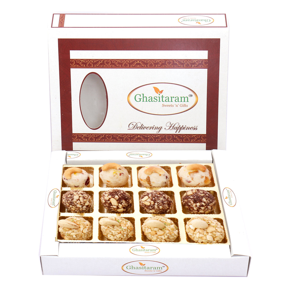 Assorted Roasted Laddoos in White Box