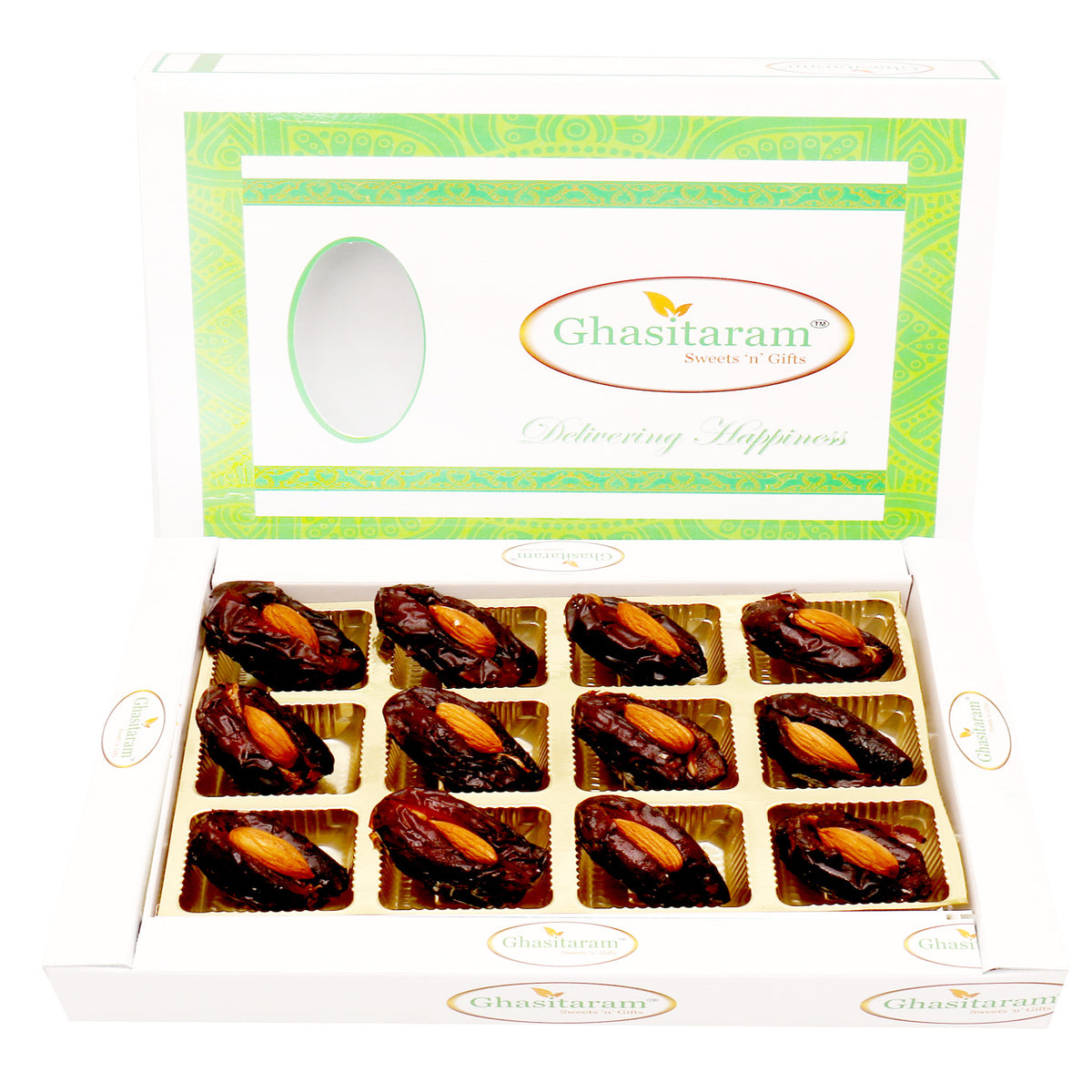 Premum Dates with Almonds in White Box