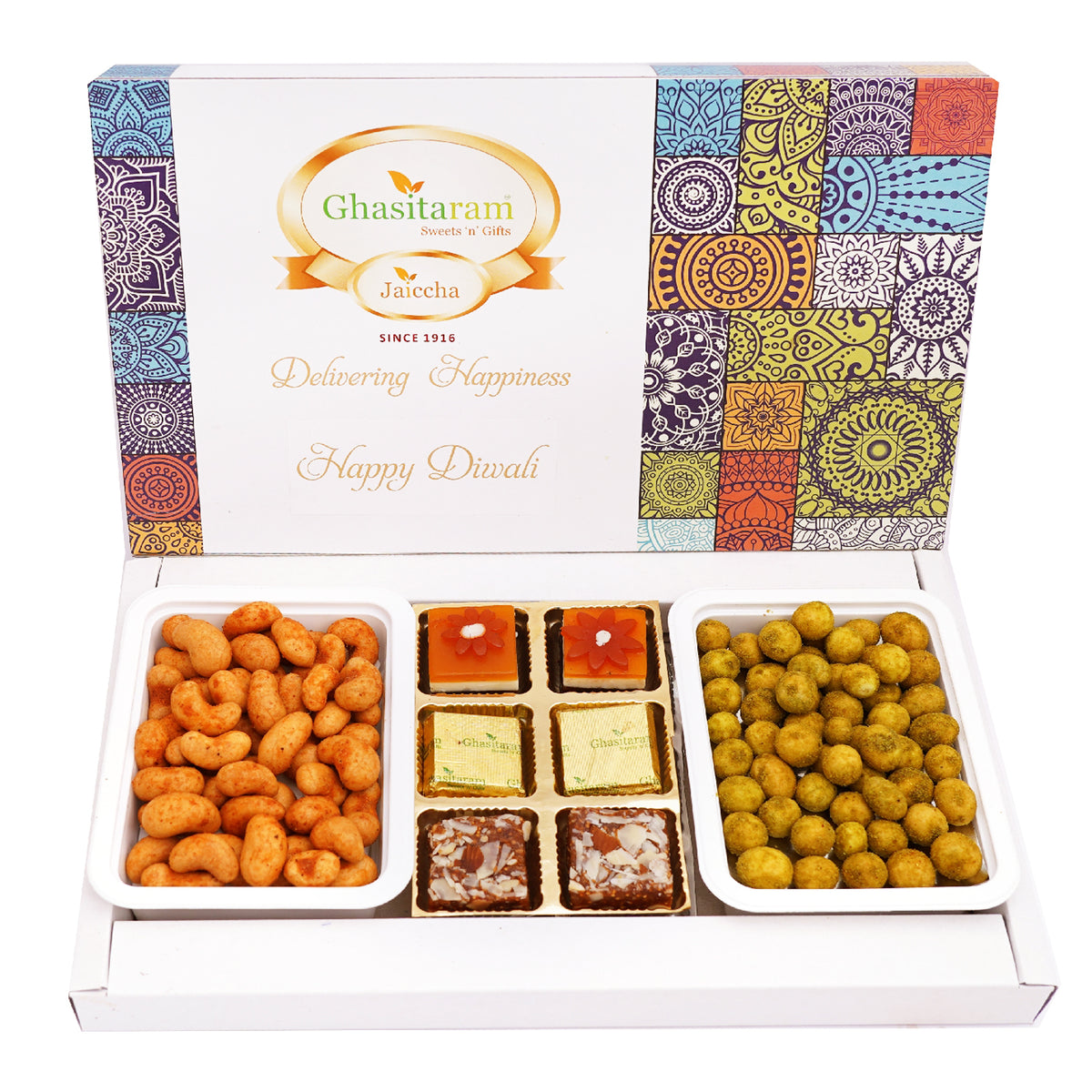Assorted Festive Box of Assorted Bites, Crunchy Cashews, Crunchy Peanuts