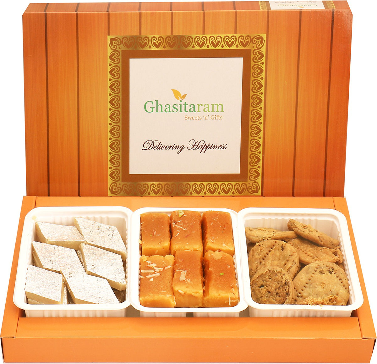 Assorted Box of Kaju Katli, Mysore Pak and Methi Mathi