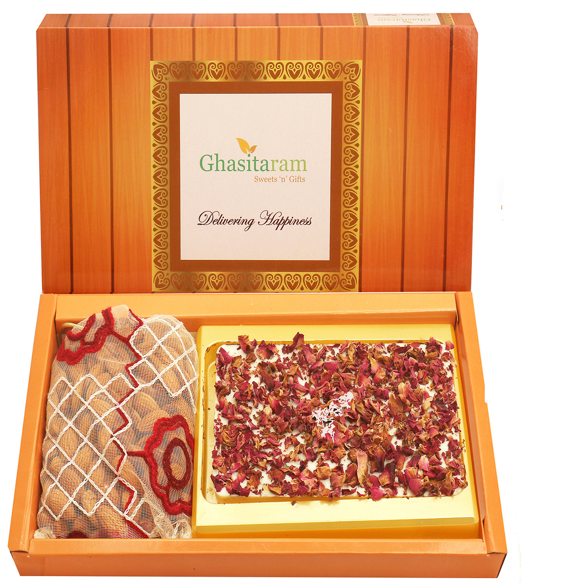 Box Of White Chocolate Bark and Almonds Pouch