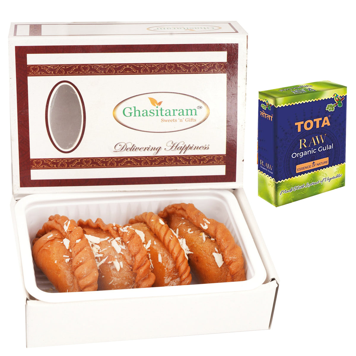 Holi Sweets| Holi Hampers| Holi Gifts-Gujiya Box (200 gms) with Organic Gulal