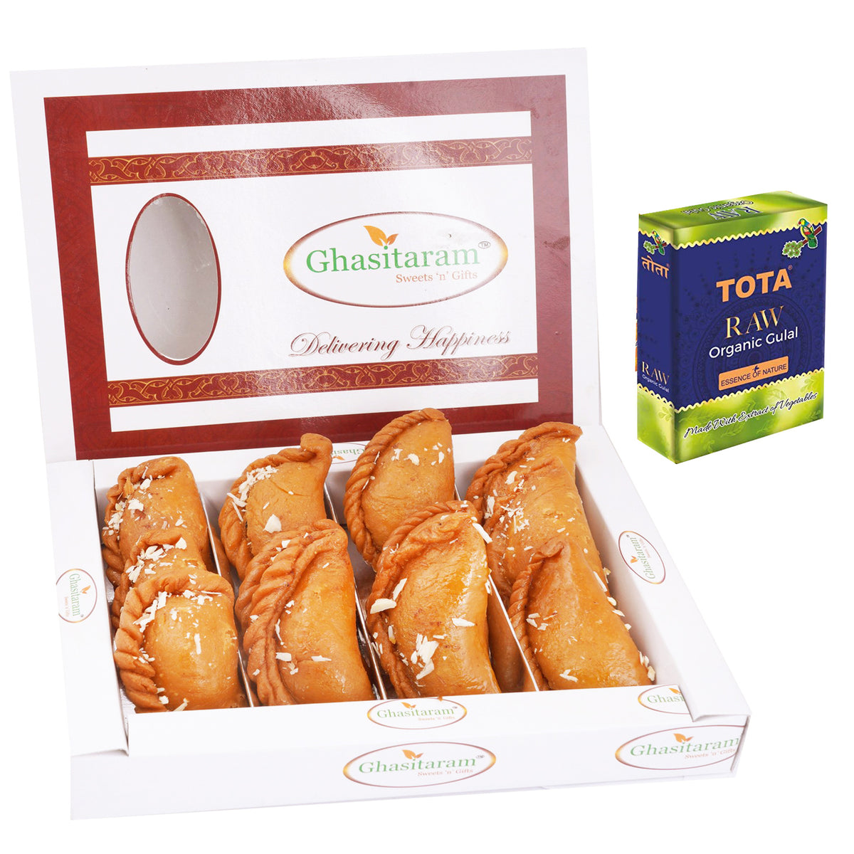 Holi Sweets| Holi Hampers| Holi Gifts-Gujiya Box (400 gms) with Organic Gulal