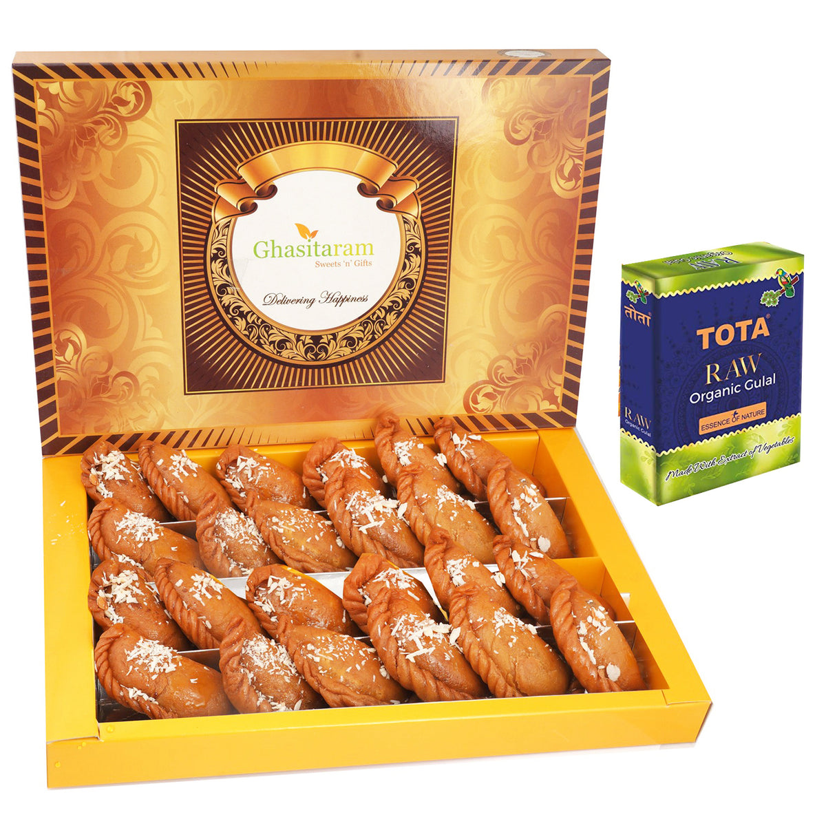 Holi Sweets| Holi Hampers| Holi Gifts-Gujiya Box (800 gms) with Organic Gulal