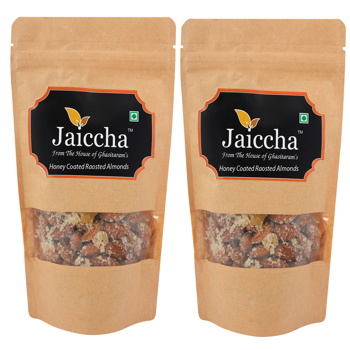 Honey Coated Roasted Almonds 400 gms in Brown Paper Pouch
