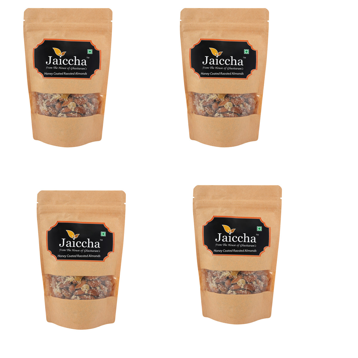 Honey Coated Roasted Almonds 200 gms in Brown Paper Pouch