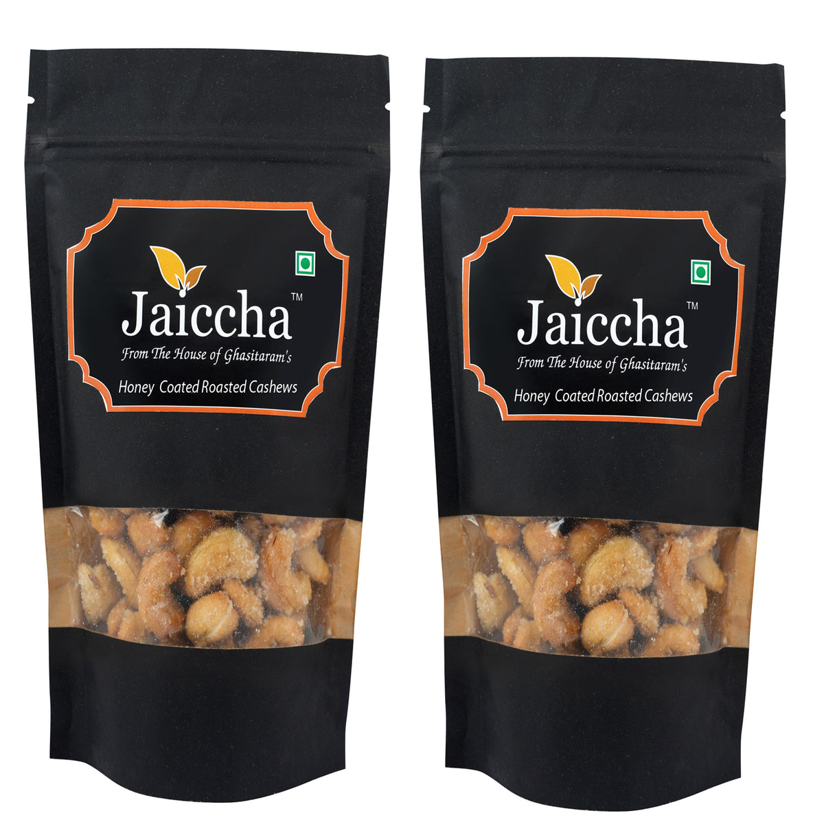 Honey Coated Roasted Cashews 400 gms in Black Paper Pouch