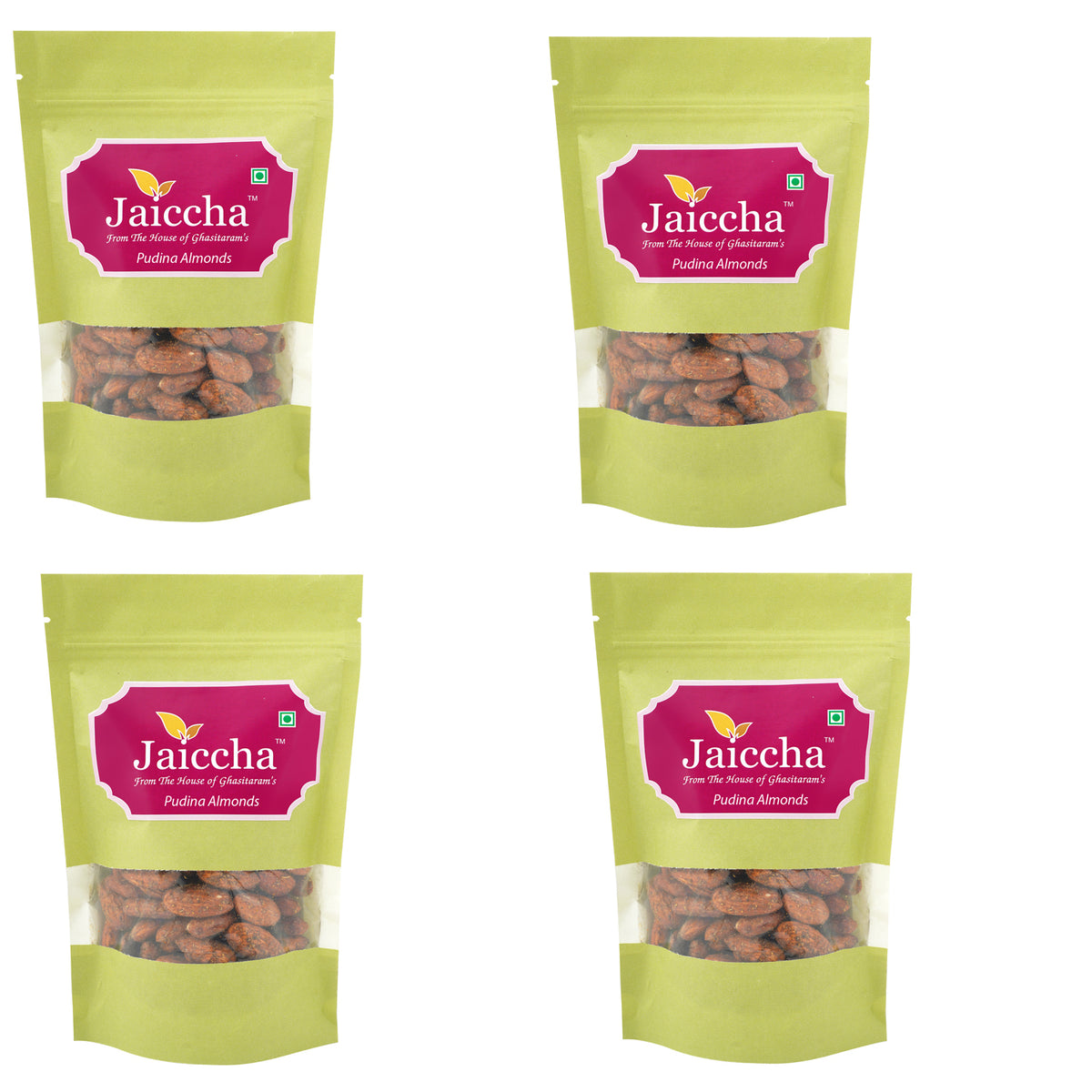 Pudina Almonds 200 gms in Green Paper Pouch