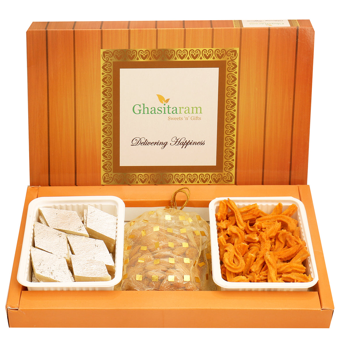 Mother's Day Gift-Kaju Katli , Soya Sticks and Almonds Pouch Hamper