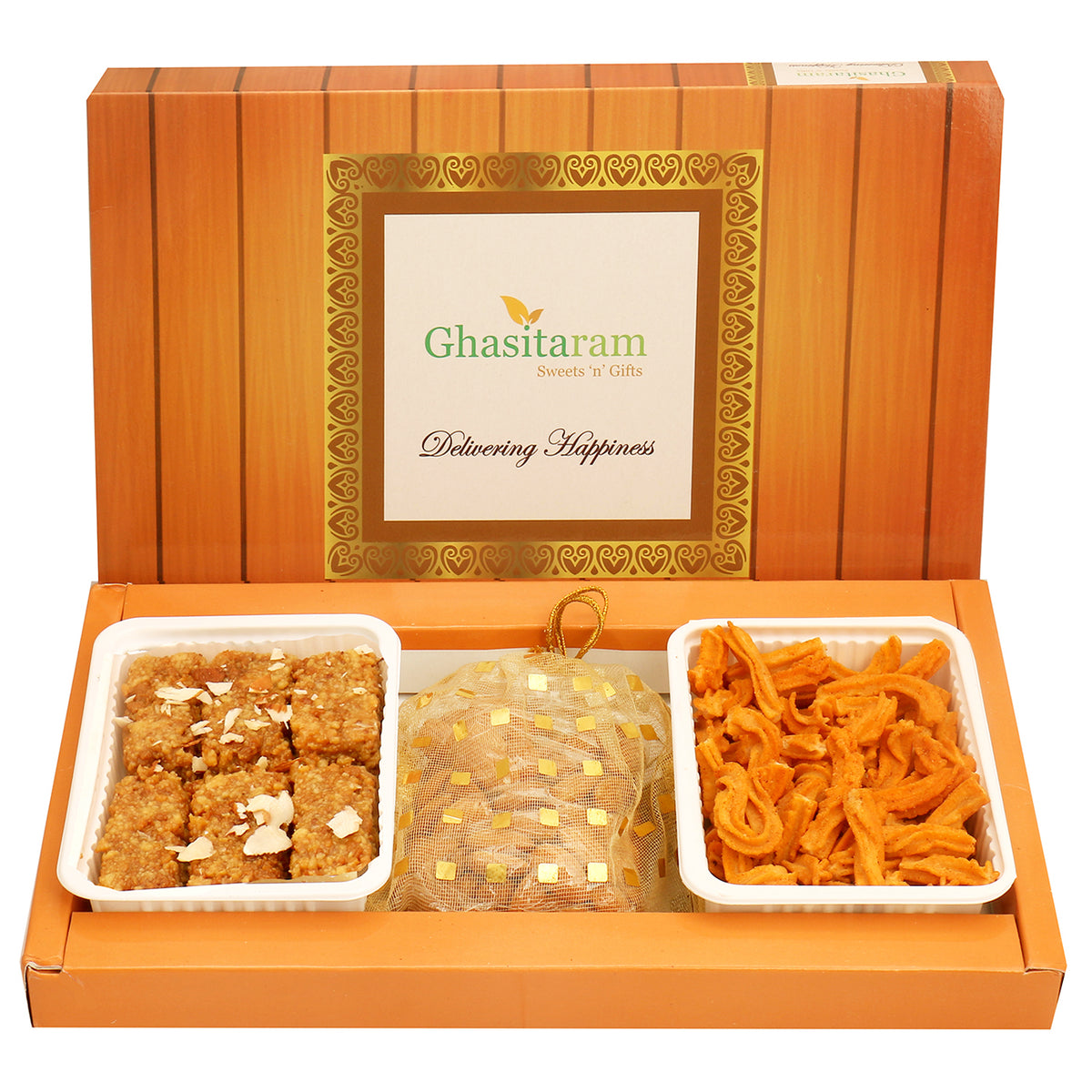 Mother's Day Gift-Milk Cake , Soya Sticks and Almonds Pouch Hamper