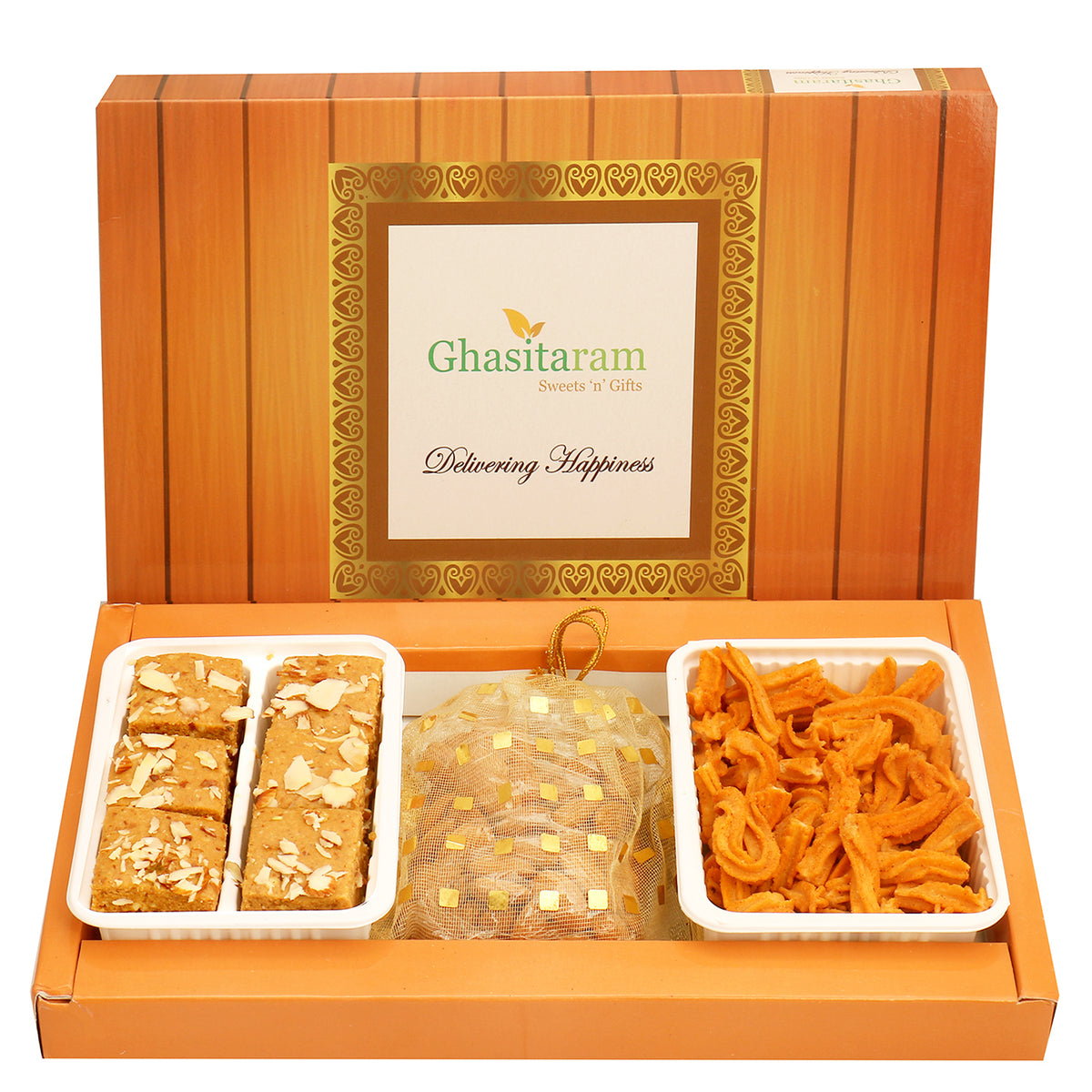 Mother's Day Gift-Nani's Spl Besan Barfi , Soya Sticks and Almonds Pouch Hamper
