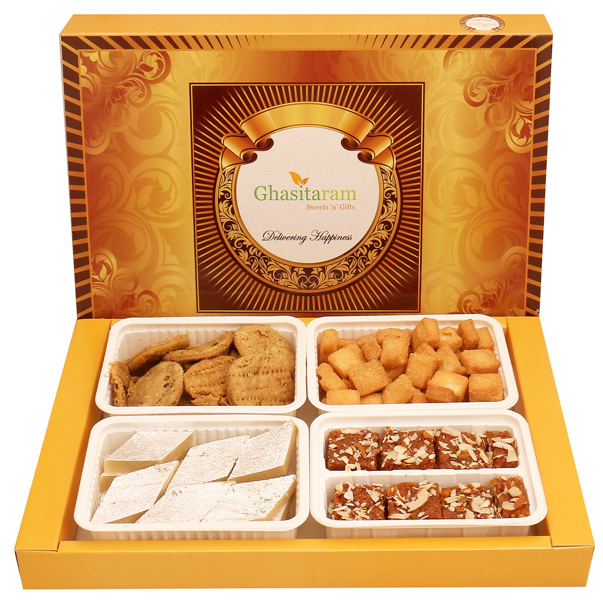 Mothers Day Sweets-Big Box of kaju katli, dodha barfi, methi mathi and shakar pada