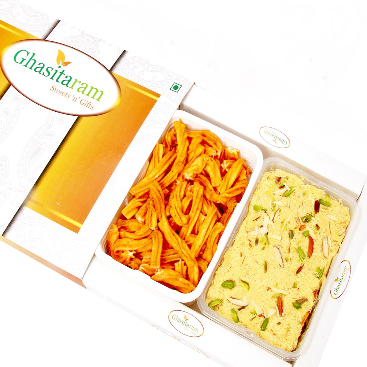 Ghasitaram Gifts Sweets Hamper Soan Papdi and Chakli Hamper