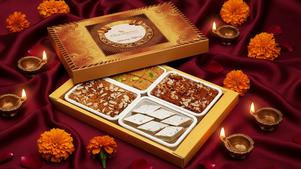 Big Box of Kaju Katli, Soan Papdi, Dodha Barfi and Milk Cake