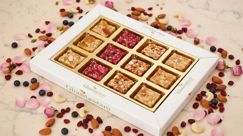 Diwali Gifts Natural Fruit Assorted Sugarfree Sweets White Box
