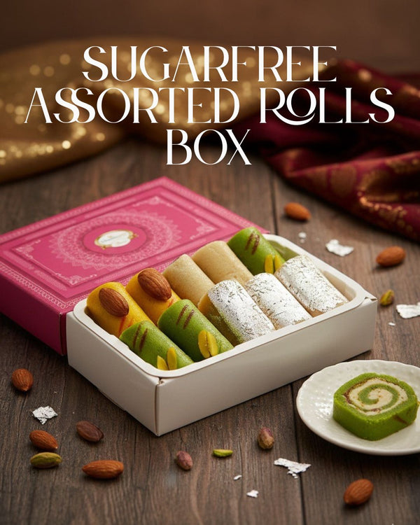 Diwali Gifts Sweets Sugarfree Assorted Rolls Box 200 gms