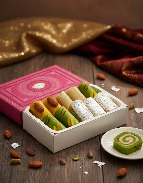 Best indian sweets for diwali-Diwali Gifts-Ghasitarams Assorted Rolls Box 200 gms