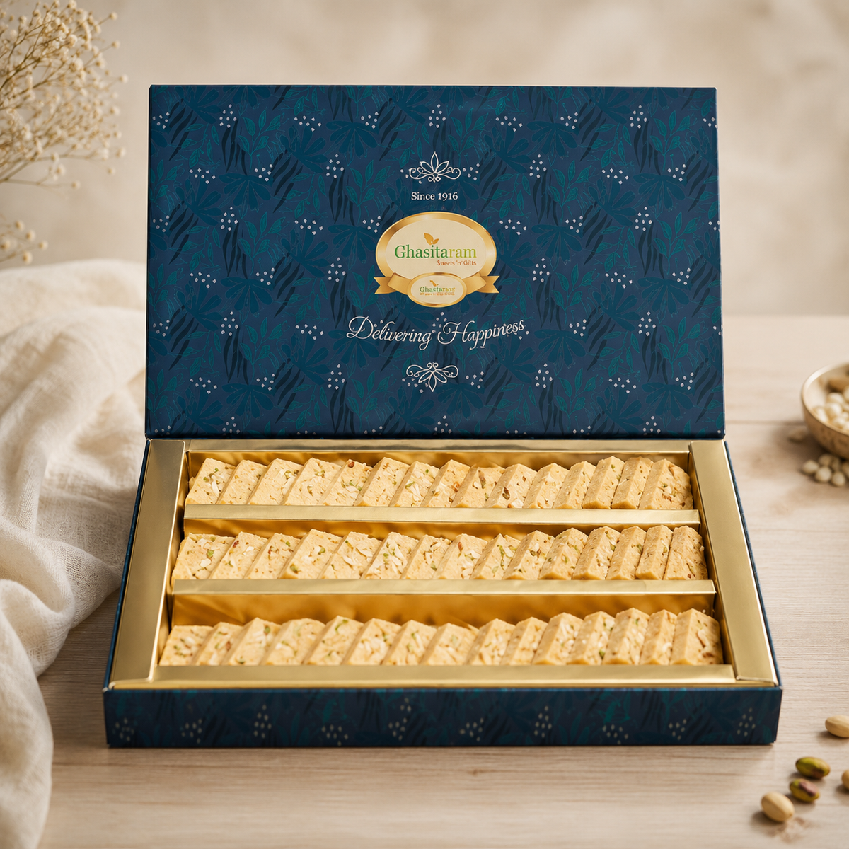 Mothers Day Sweets-Ghasitarams Pure Kaju Katlis Box
