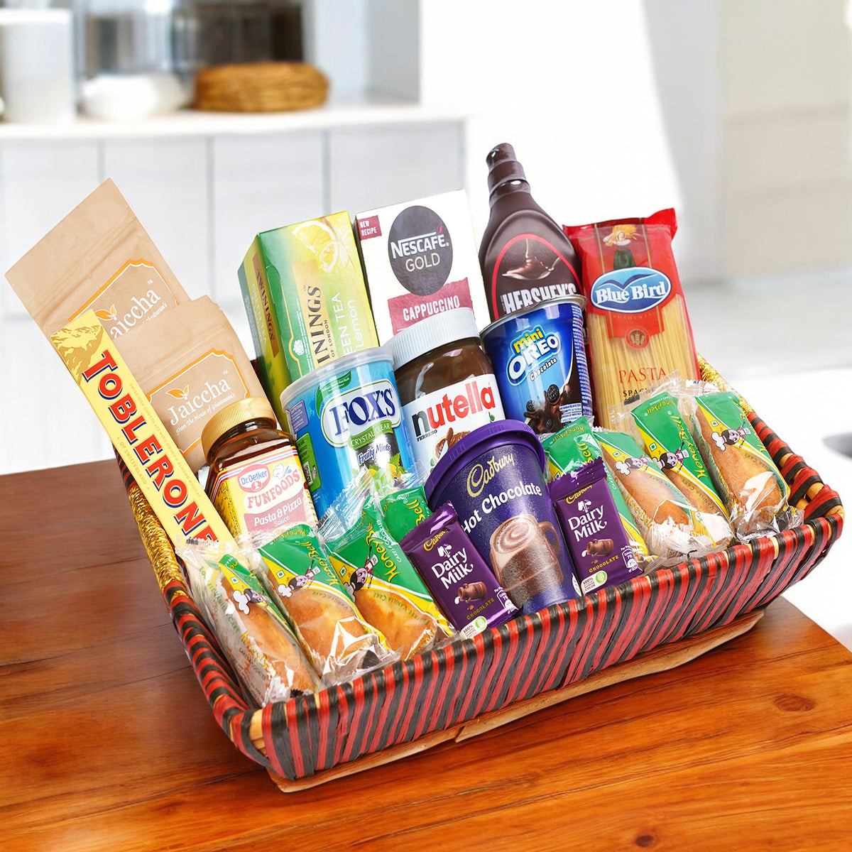 Diwali gift hampers-Big Red Basket Hamper  of 30 Goodies