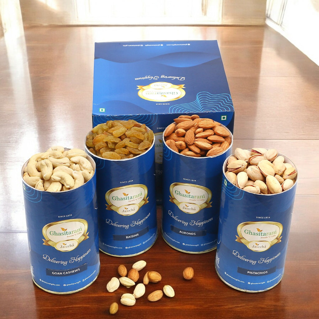 Corporate Gifts-Cashews, Almonds, Pistachios, Raisins Cans