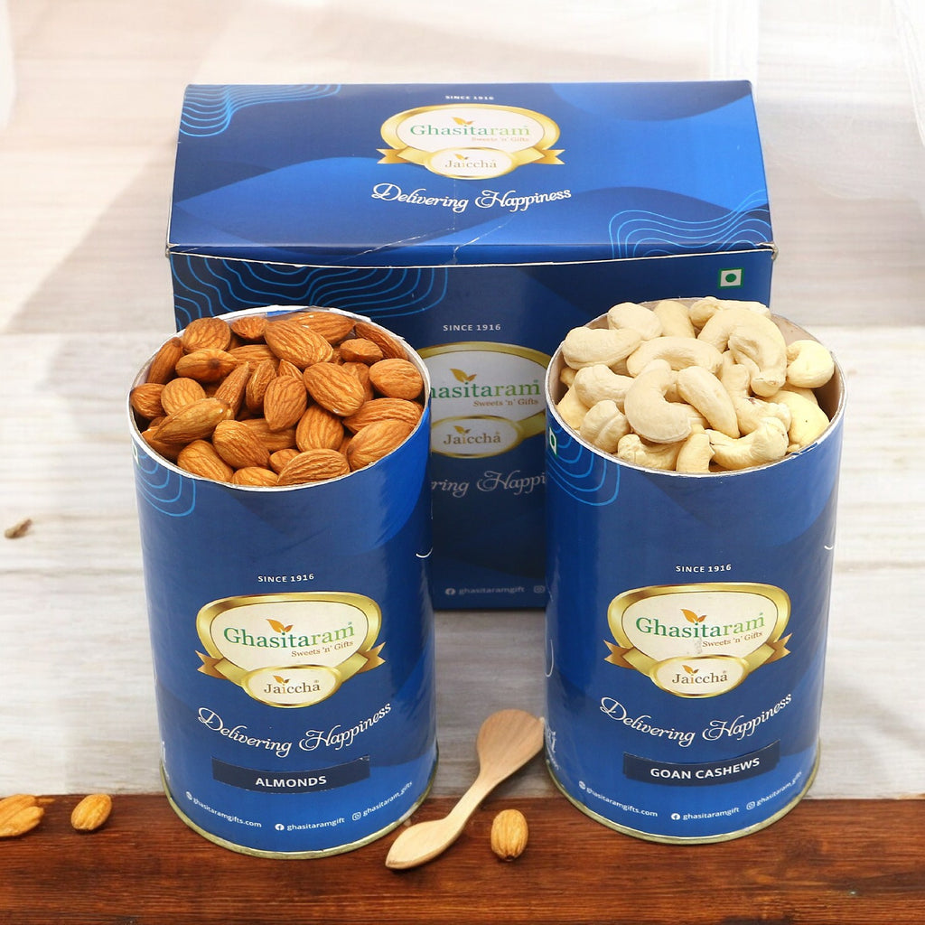 Bhaidooj Gifts-Cashew and Almond Cans