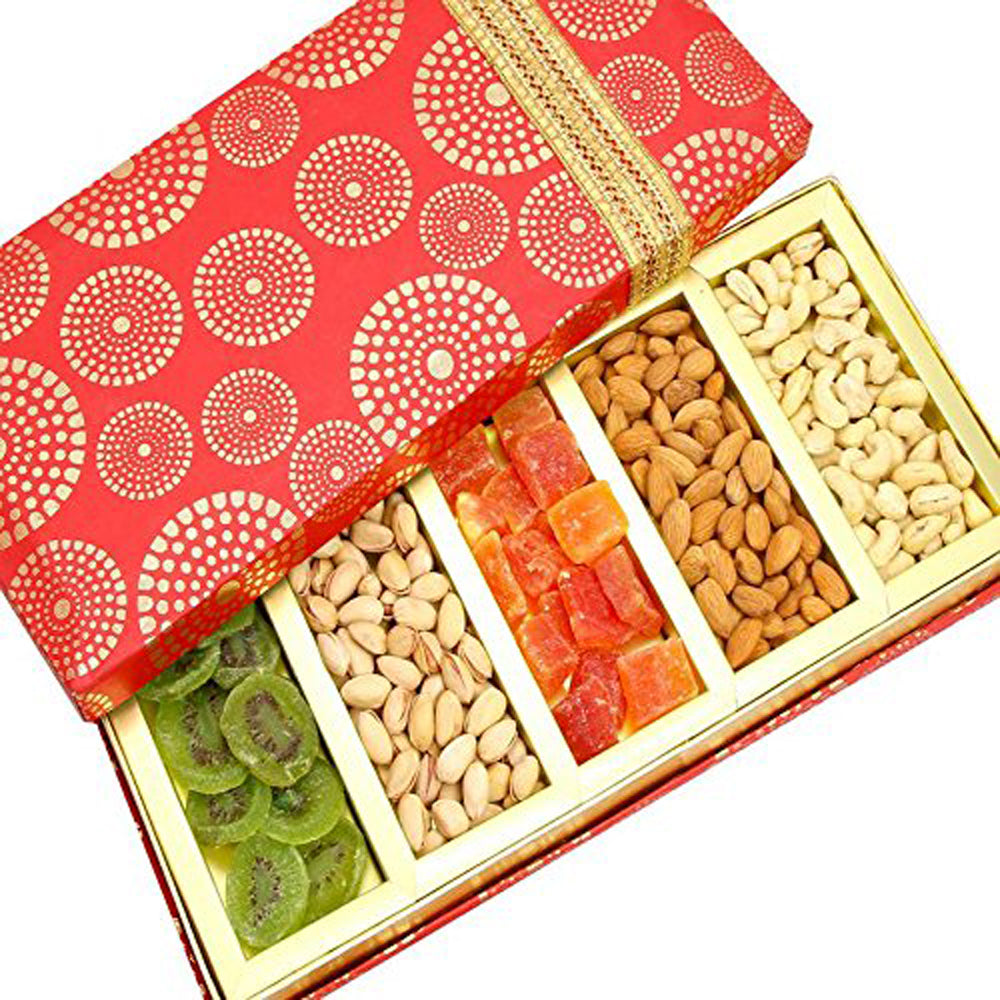 Corporate Gifts-Satin 5 part Assorted Dryfruit Box