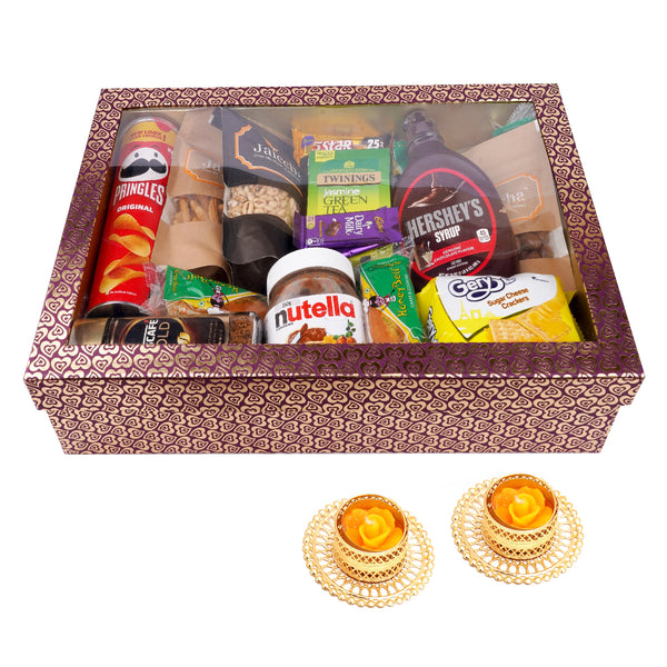 Corporate Gifts-Big Hamper Box of 20 Goodies with 2 t-lites