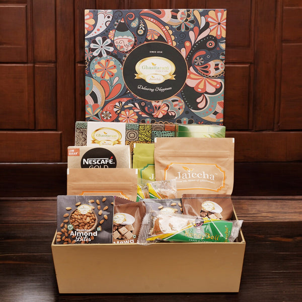 Corporate Gifts-Ghasitaram Big Hamper Box of assorted Goodies with milk cake