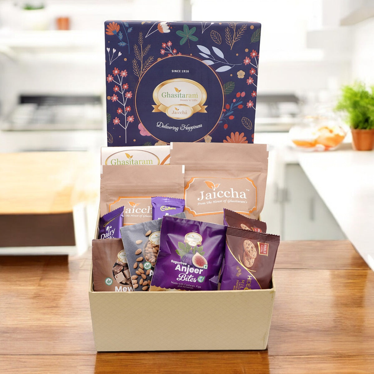 Corporate Gifts-Ghasitaram Hamper Box with Sweets with besan barfi