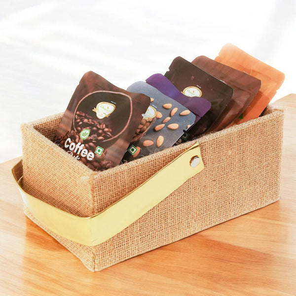 Diwali Gifts-Jute Small tray of Assorted Bites and cookies