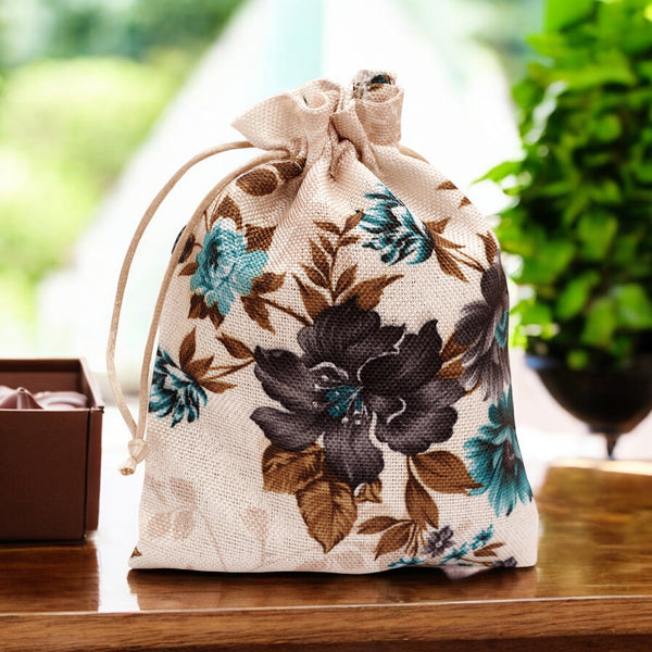 Diwali Gifts-Printed Jute Pouch with Bites
