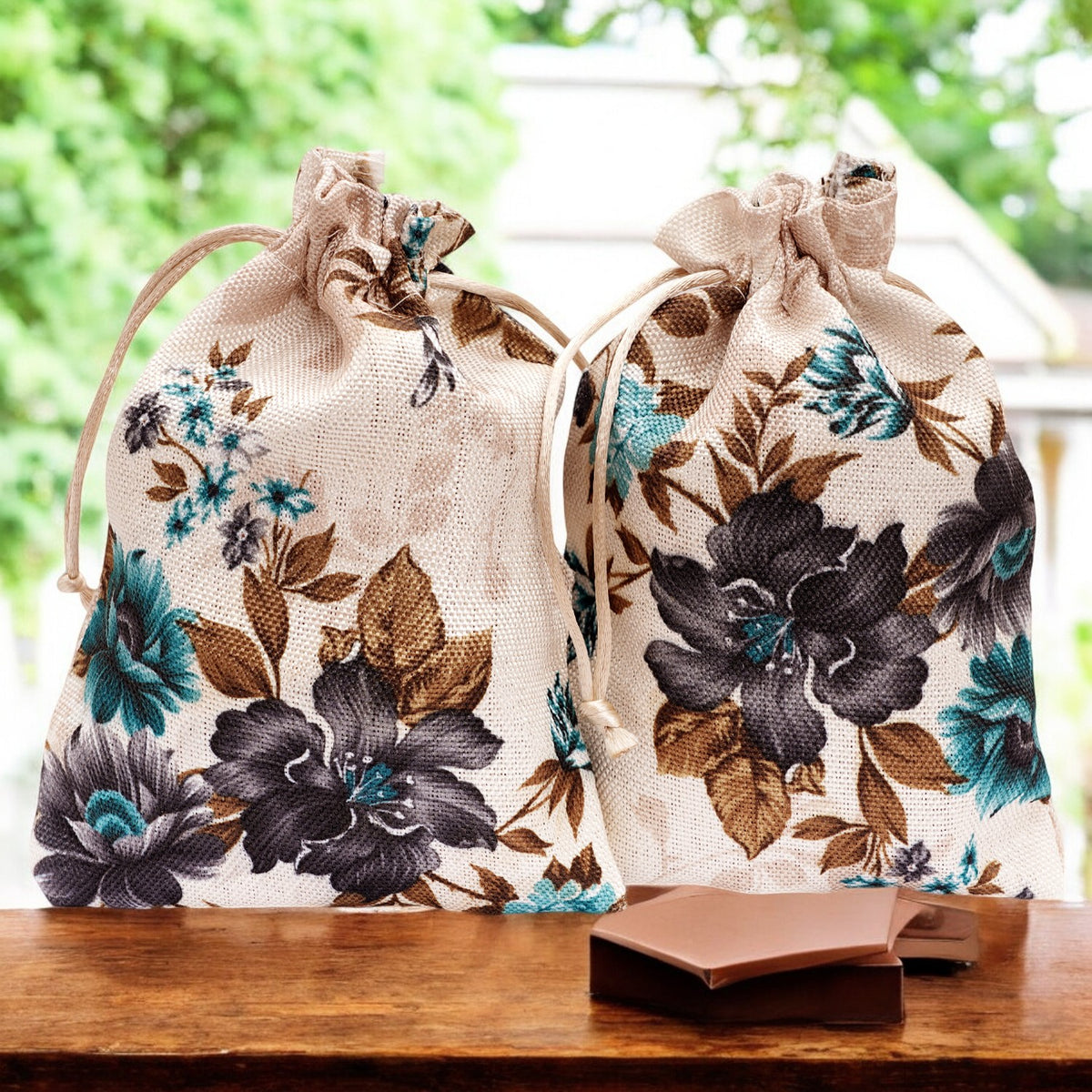Printed Jute Pouch with Bites